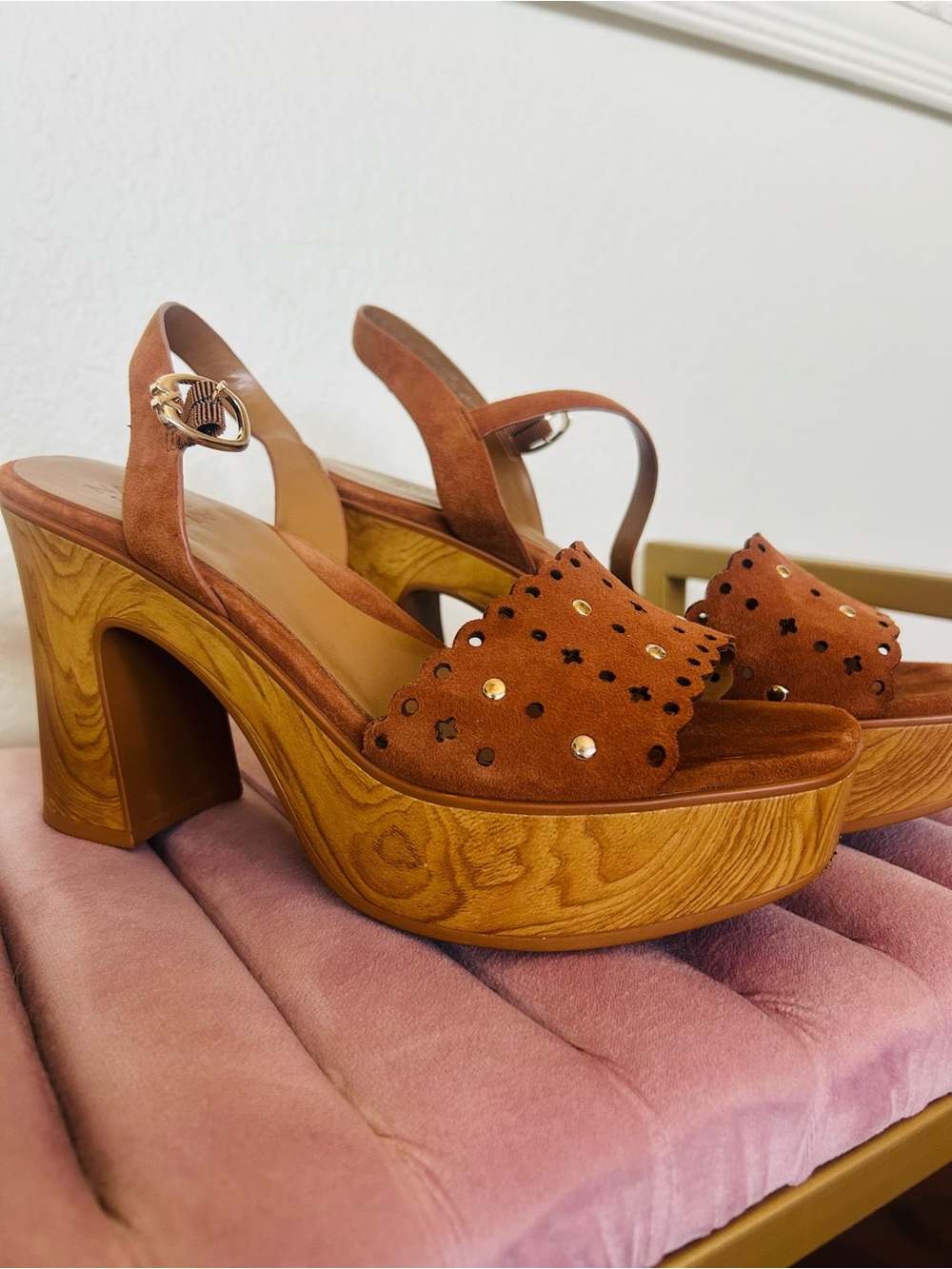 Suede Platform Slingback Sandals